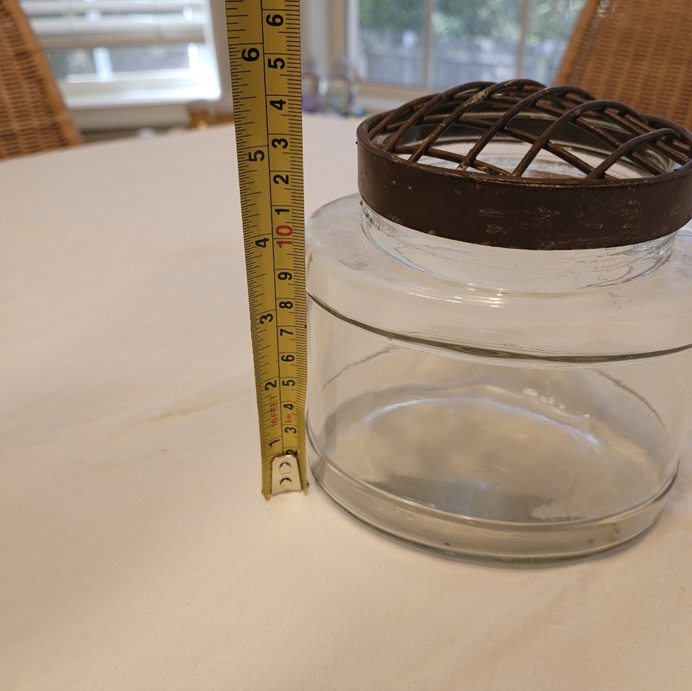 Glass Jar with Metal Lattice Lid Flower Frog. - Picture 7 of 8